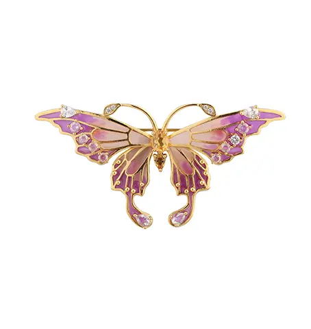 Broche de borboleta em prata de lei 925 com esmalte, c&oacute;digo C00471