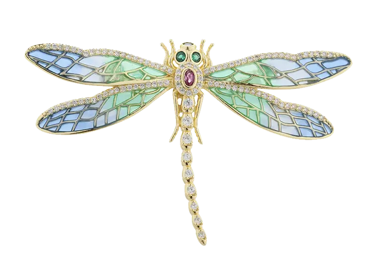 Broche de borboleta em prata de lei 925 com esmalte, c&oacute;digo C00419