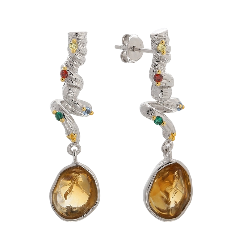 YE03624 Brinco Critine feito &agrave; m&atilde;o em prata de lei 925