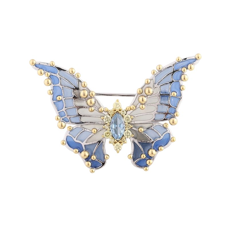 Broche de borboleta em prata de lei 925 com esmalte, c&oacute;digo C00470A