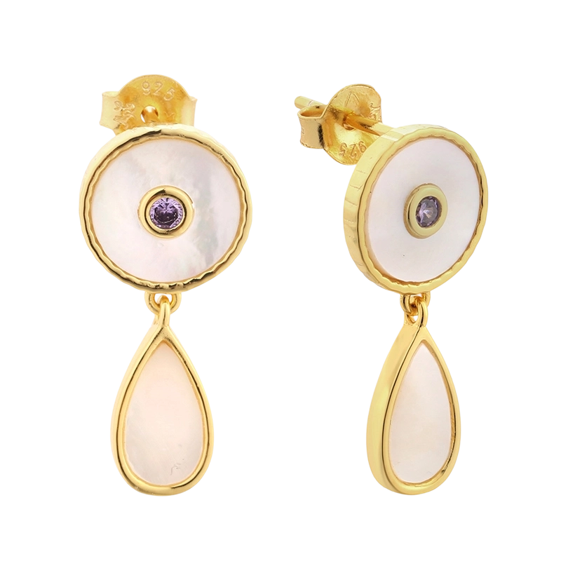 E08211 Brinco em Prata de Lei 925 com Madrep&eacute;rola