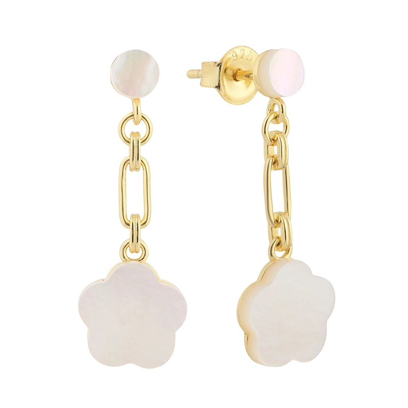 PLE07845 Brinco em Prata de Lei 925 com Madrep&eacute;rola