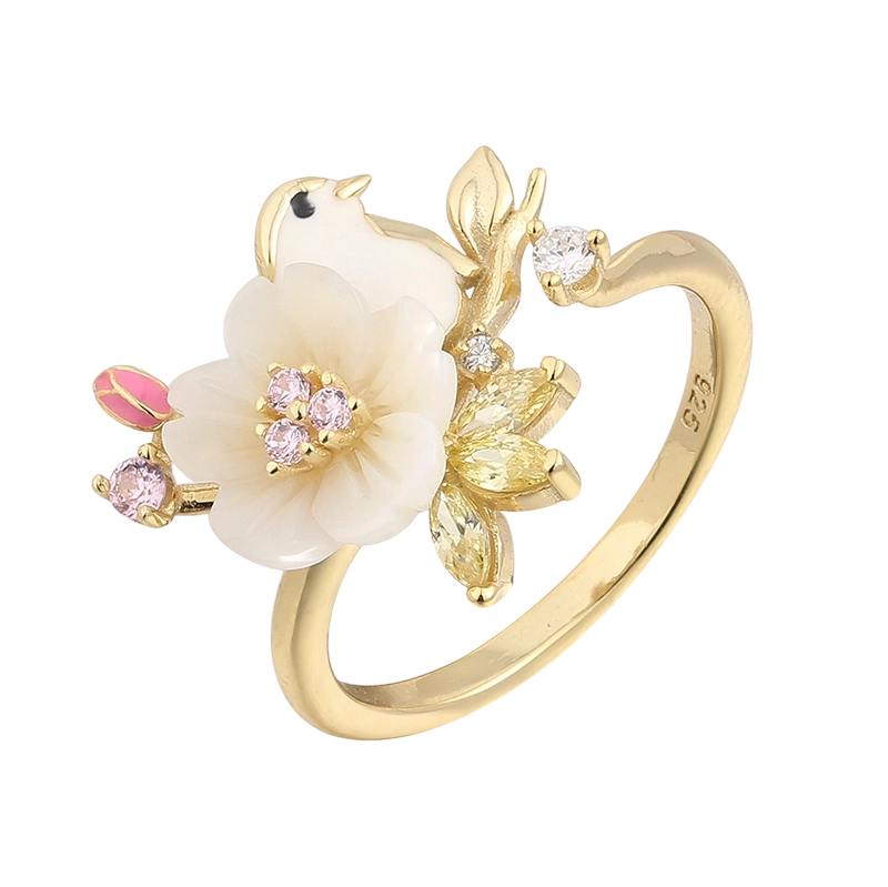 Anel de madrep&eacute;rola em prata de lei 925 (YR02679)