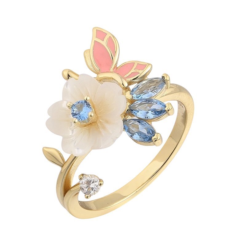 Anel de madrep&eacute;rola em prata de lei 925 (YR02682)