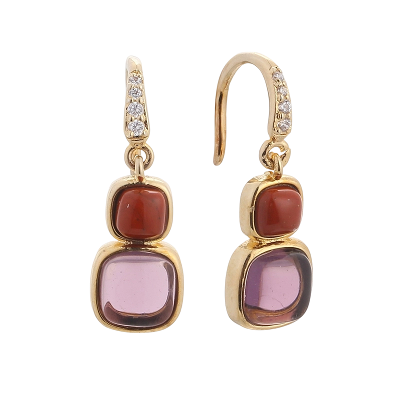 YE01818 Brinco de Jaspe CZ em Prata de Lei 925