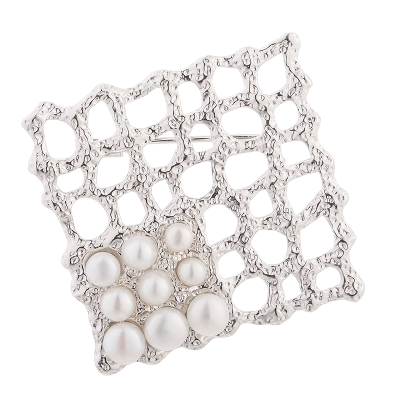 Broche de p&eacute;rola em prata de lei 925 C00499